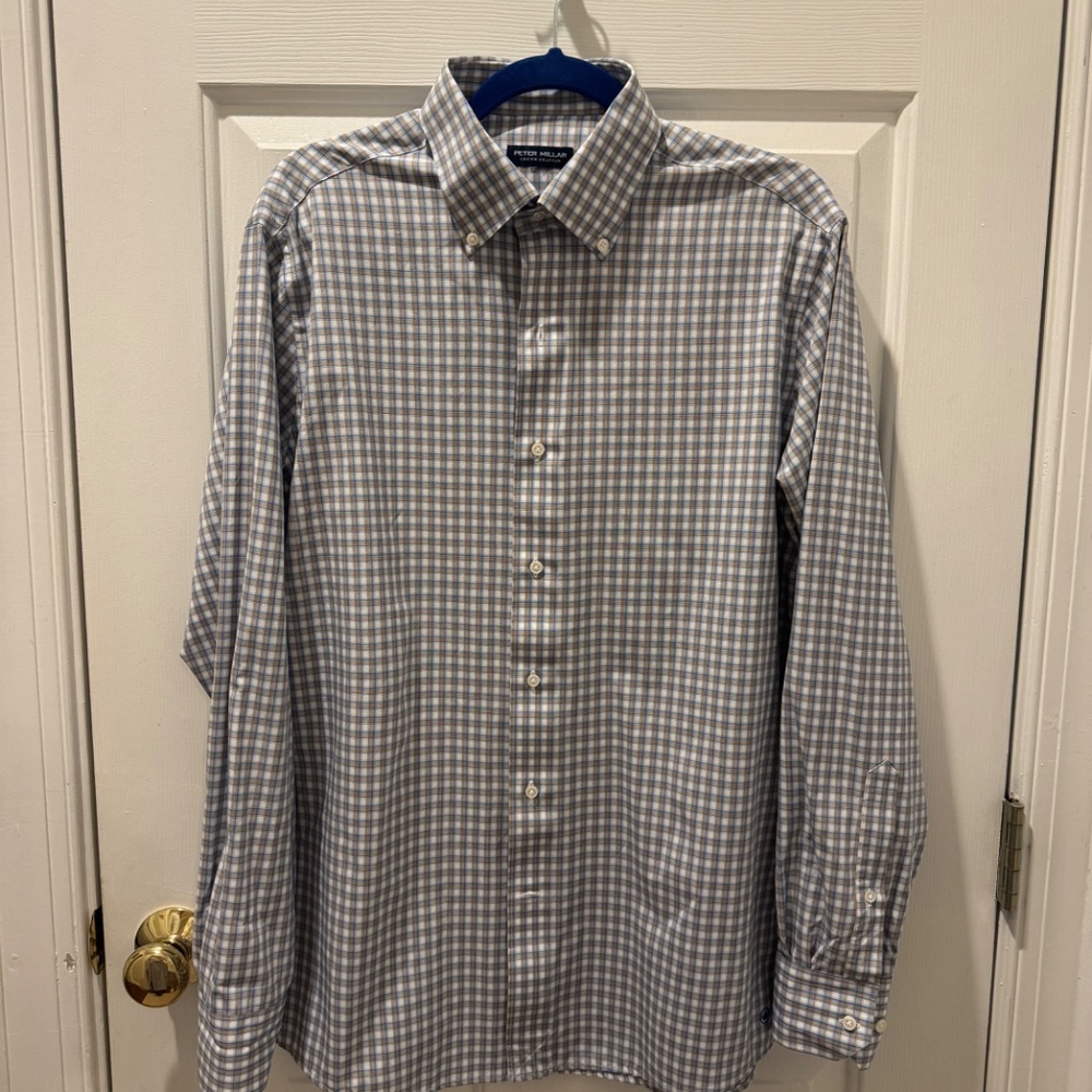 Peter Millar cotton stretch button down, size Medium